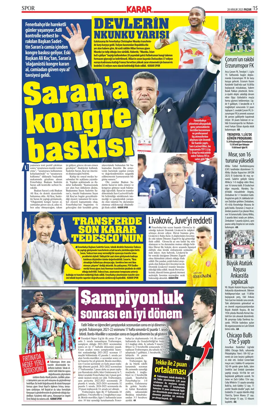 "Fenerbahçe'ye Szymanski piyangosu: Kabul ettiler" | Sporun manşetleri - 24 "Fenerbahçe'ye Szymanski piyangosu: Kabul ettiler" | Sporun manşetleri - 24