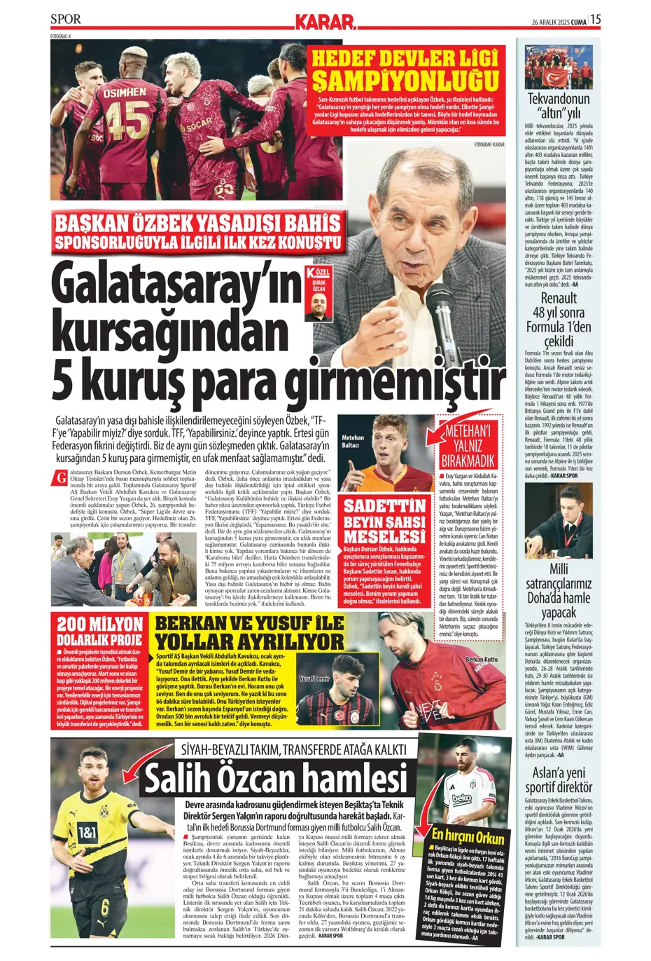 "Kerem Aktürkoğlu'na beklenmedik talip çıktı" | Sporun manşetleri - 26