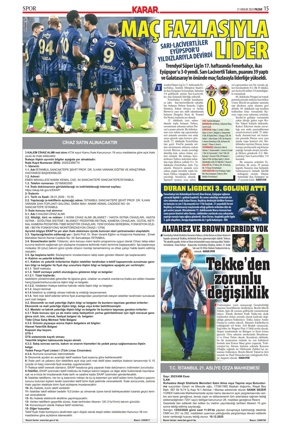 "Transferde Yusuf Sarı bombası" | Sporun manşetleri - 30