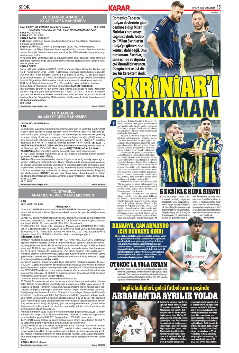 "N'Golo Kante Fenerbahçe'de" | Sporun manşetleri - 17