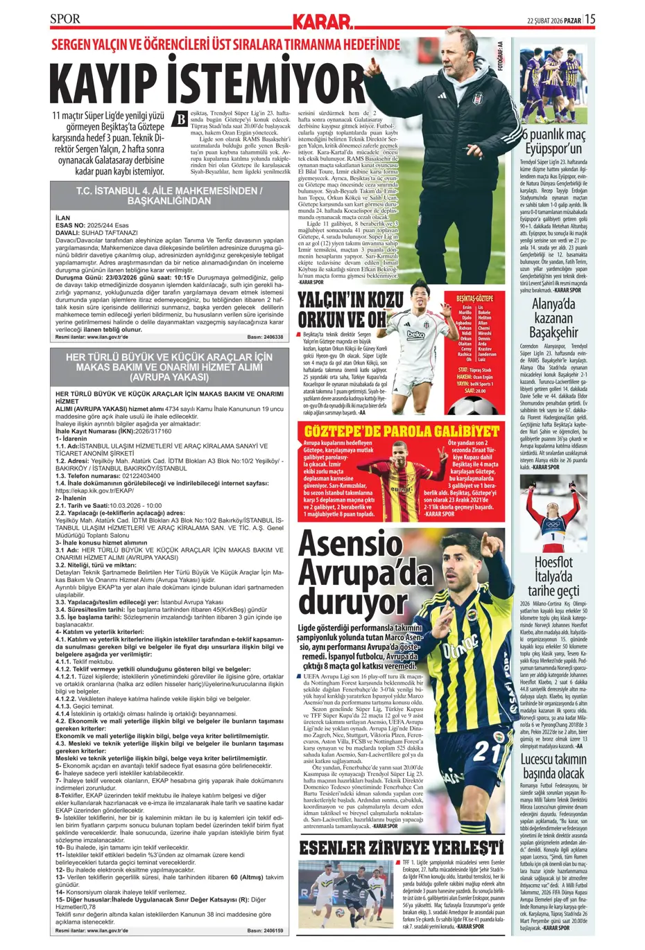 "Beklenen golcü Sörloth" | Sporun manşetleri - 23