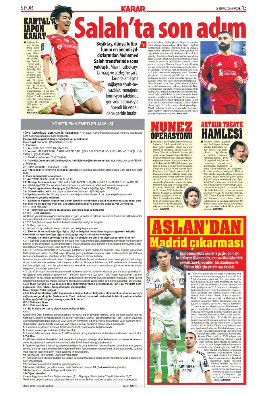 "Darwin Nunez geliyor" | Sporun manşetleri - 9