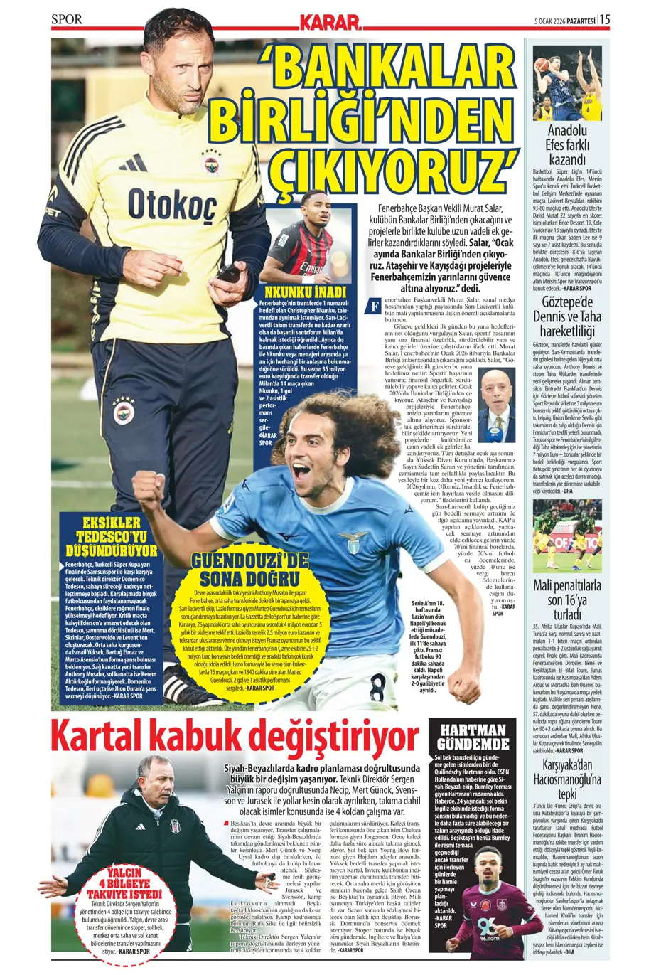 "Fenerbahçe'ye yeni yılın ilk piyangosu Sofyan Amrabat'tan" | Sporun manşetleri - 28