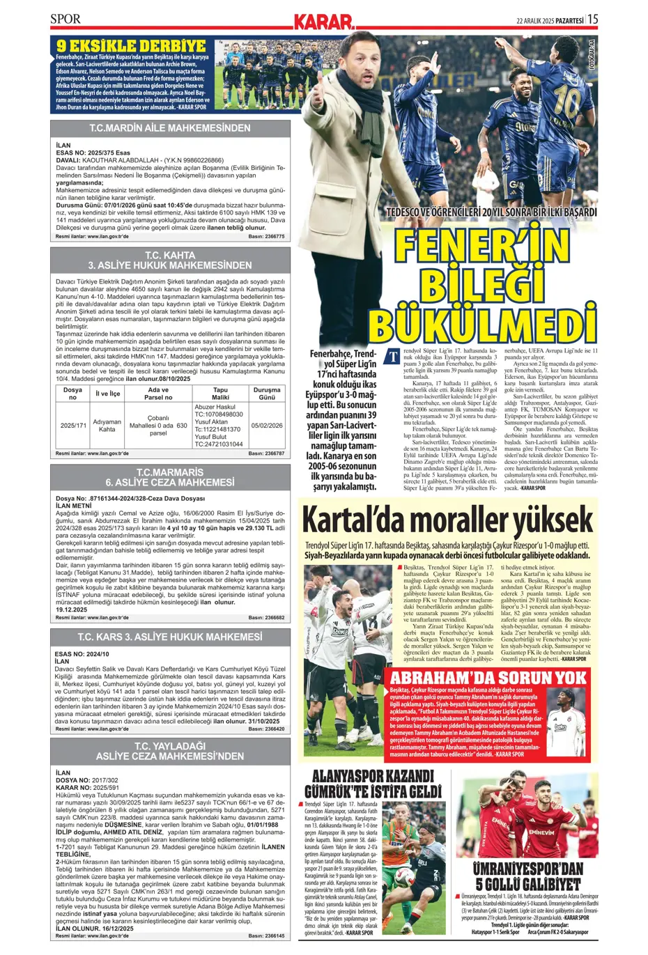 "Fenerbahçe'de 2 isim takımdan ayrılıyor: 35 milyon euro" | Sporun manşetleri - 12