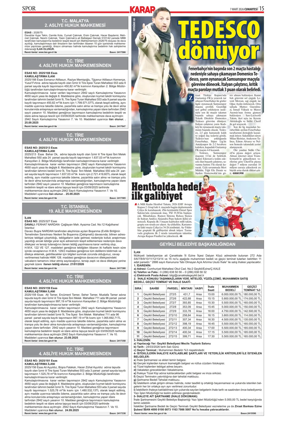 "Tedesco'ya Alman ve İtalyan markajı" | Sporun manşetleri - 28