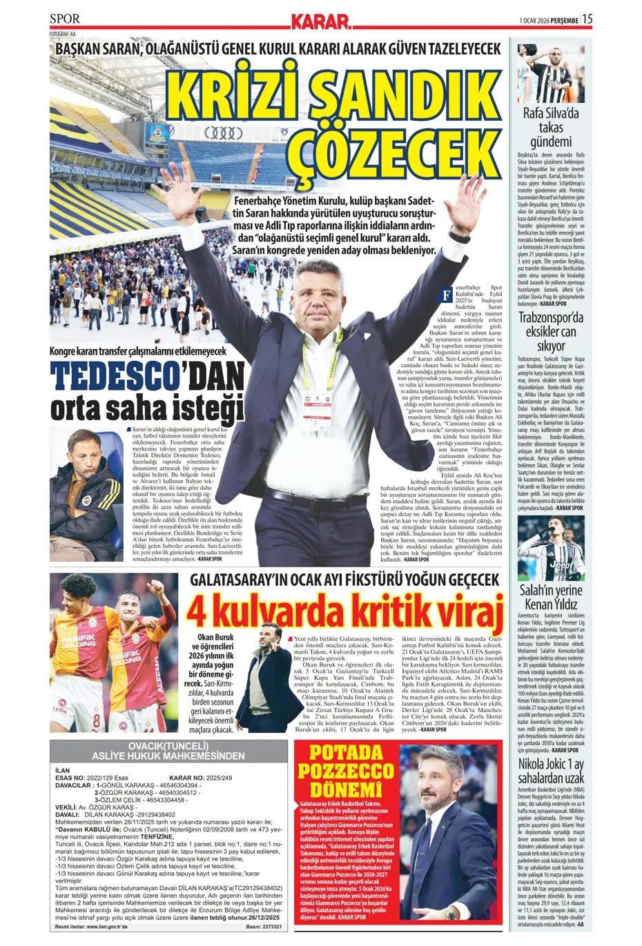 "Tedesco'dan transferde 3 isme olumlu rapor" | Sporun manşetleri - 28