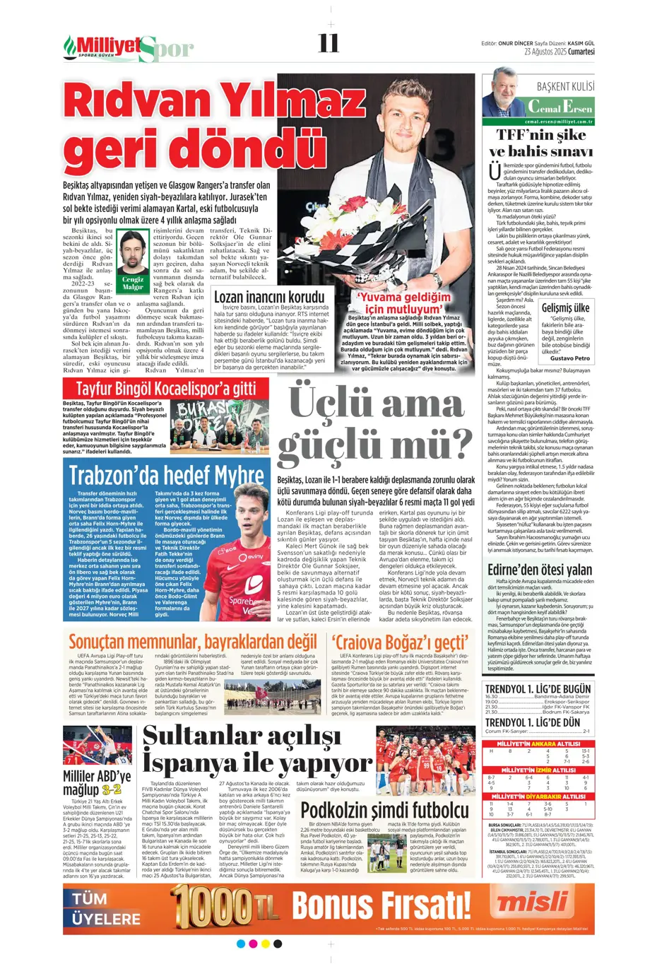 "Beşiktaş'ın hastası Keito Nakamura" | Sporun manşetleri - 18 "Beşiktaş'ın hastası Keito Nakamura" | Sporun manşetleri - 18