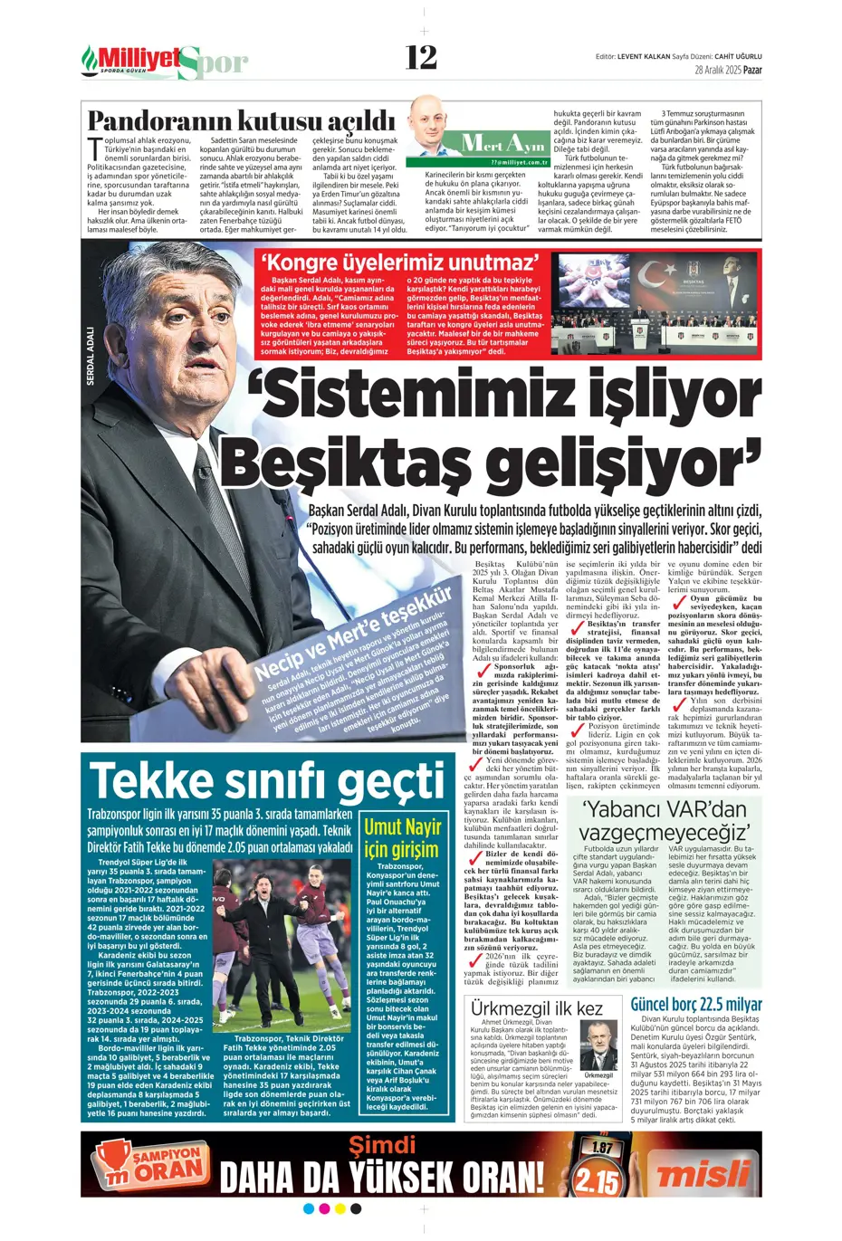 "Fenerbahçe'ye Szymanski piyangosu: Kabul ettiler" | Sporun manşetleri - 26 "Fenerbahçe'ye Szymanski piyangosu: Kabul ettiler" | Sporun manşetleri - 26