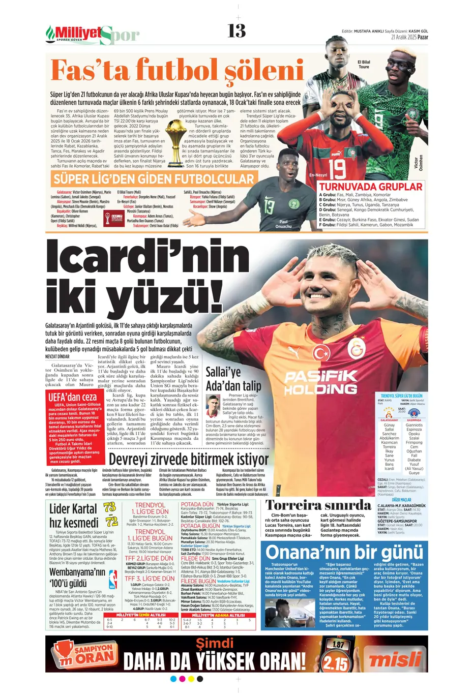 "Transferde Yusuf Sarı bombası" | Sporun manşetleri - 38