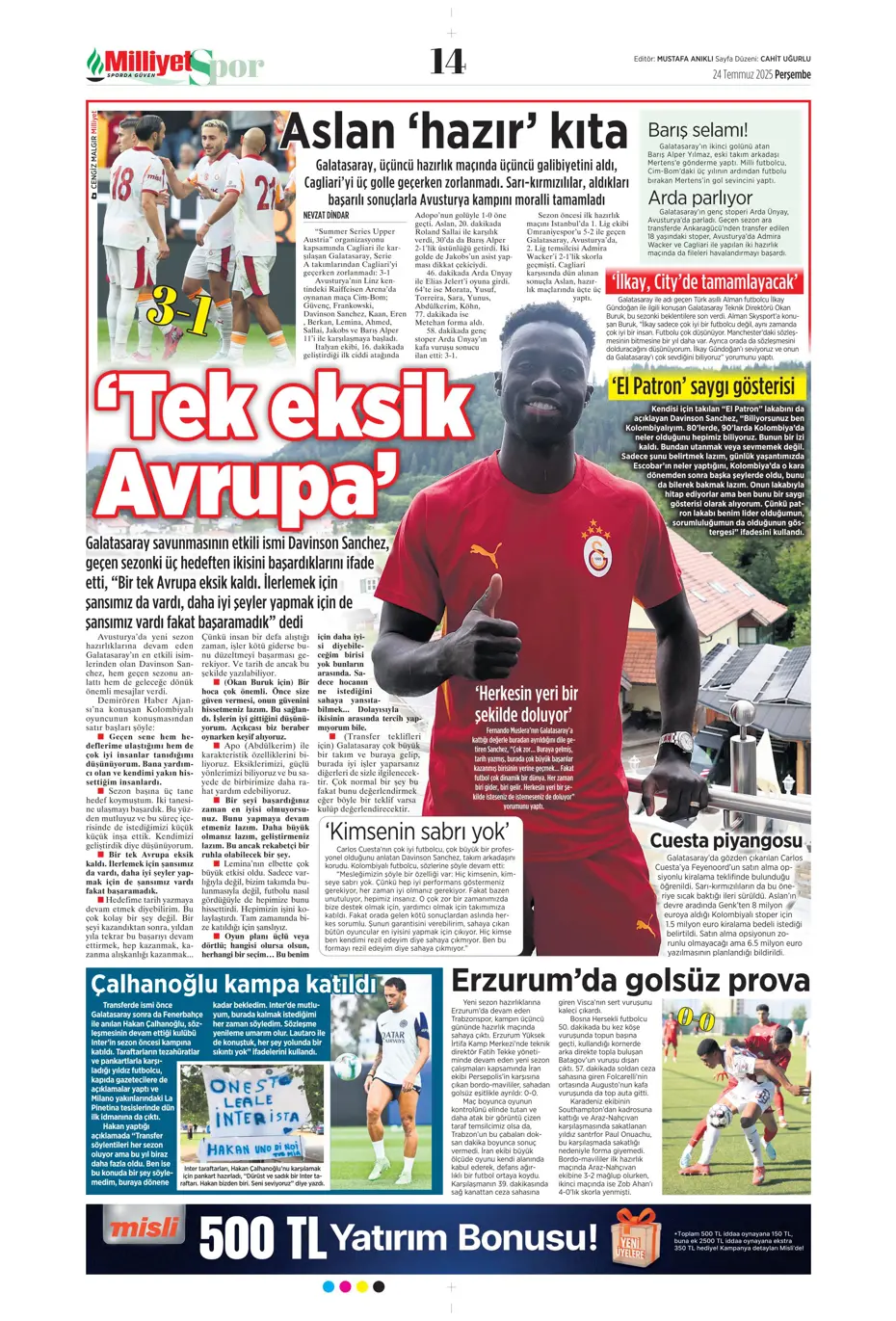 "Enzo Millot Aslan oluyor" | Sporun manşetleri - 21