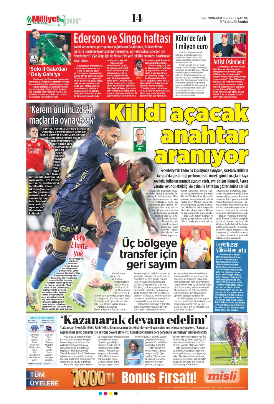 "Galatasaray'dan Antony bombası" | Sporun manşetleri - 16