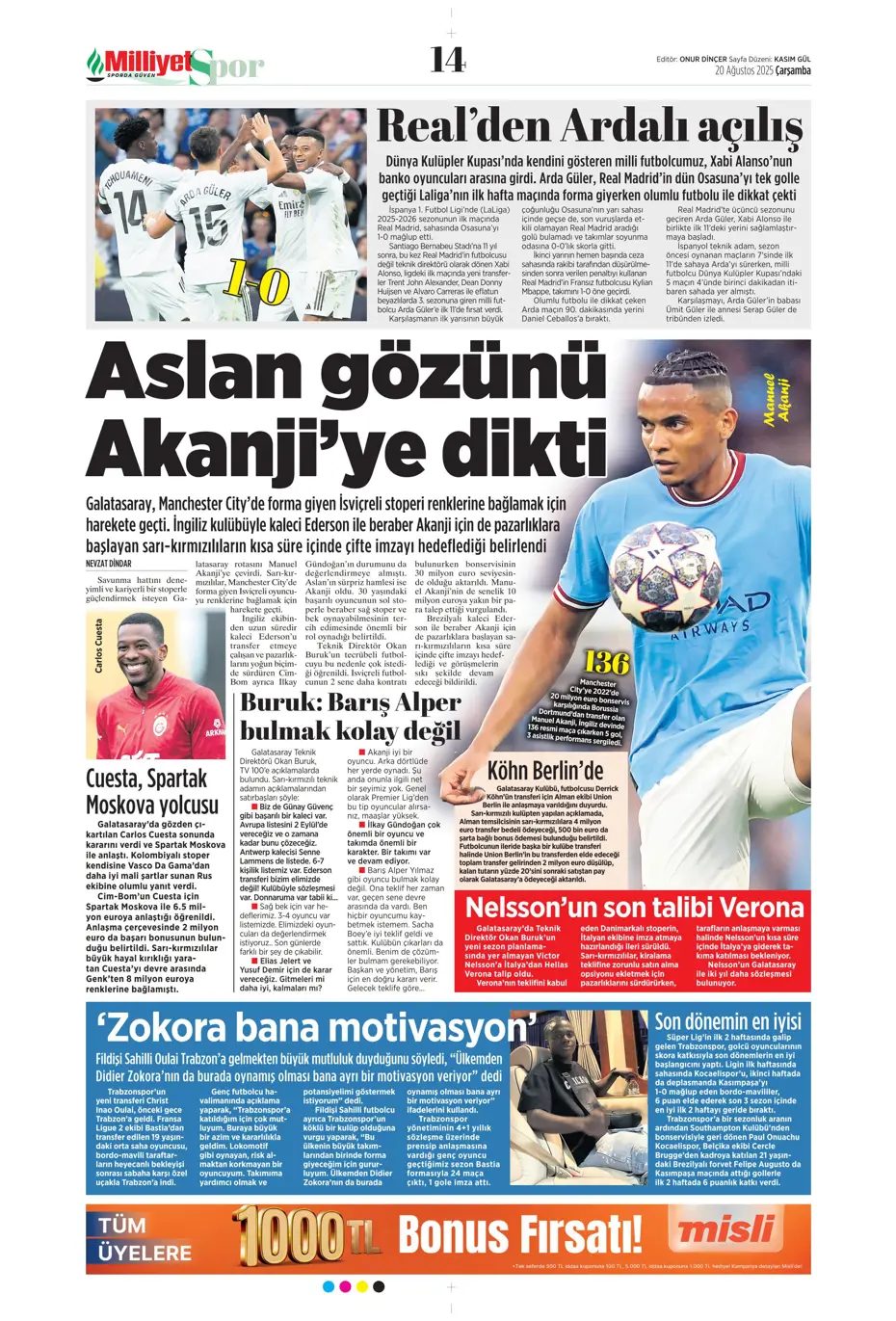 "Fenerbahçe'den Nene sonrası bir transfer daha" | Sporun manşetleri - 15