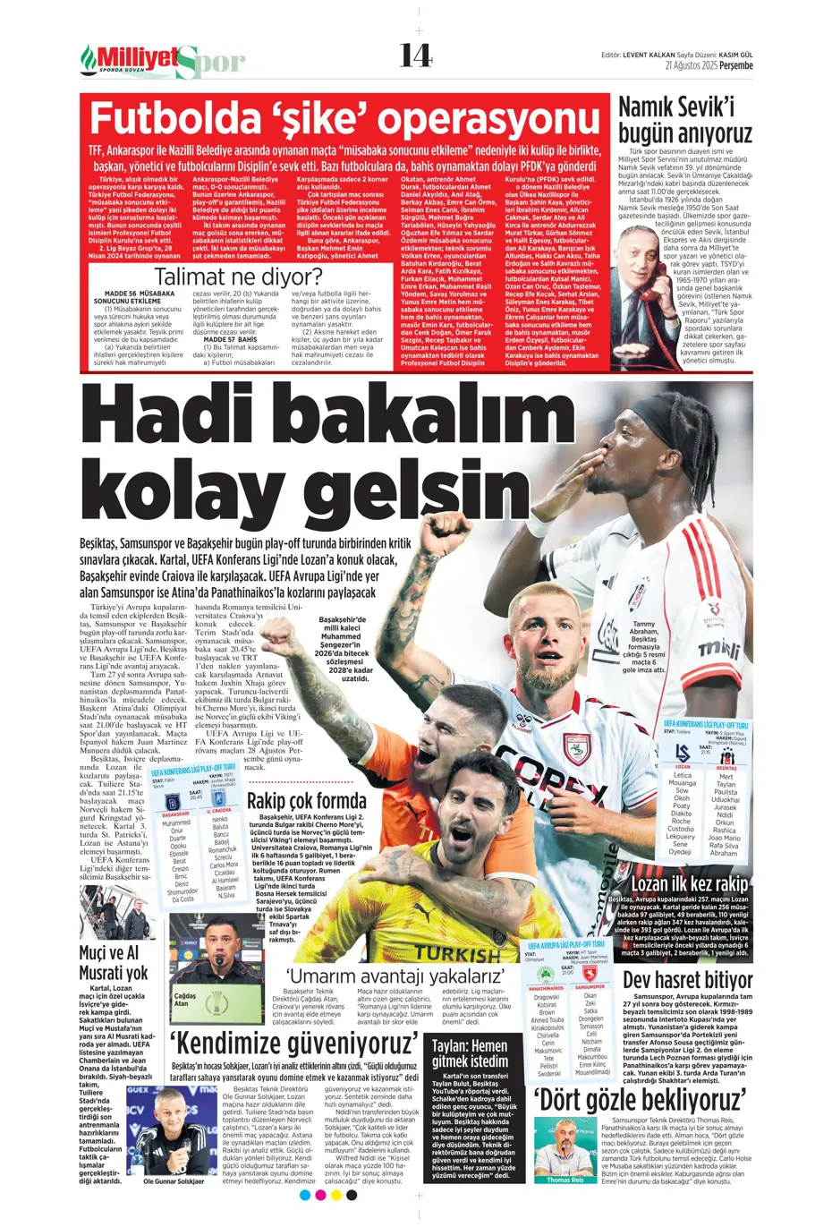 "Benfica'yı Kadıköy'de salladık ama yıkamadık" | Sporun manşetleri - 16