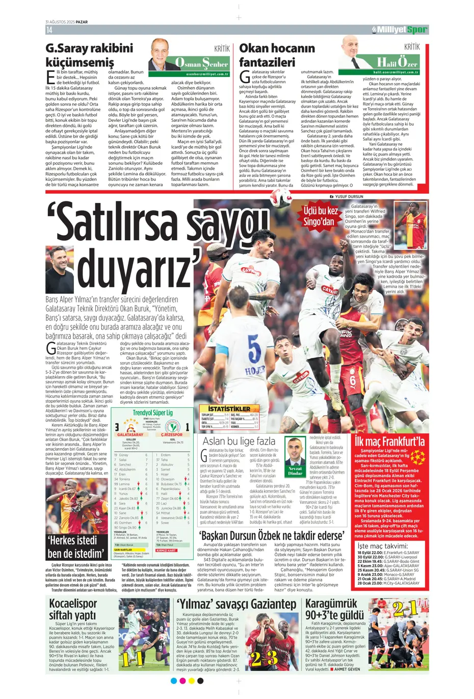 "Roger Schmidt'ten Fenerbahçe kararı" | Sporun manşetleri - 18
