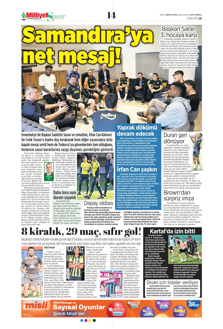 "Beşiktaş'ta İrfan Can Kahveci sürprizi" | Sporun manşetleri - 14 "Beşiktaş'ta İrfan Can Kahveci sürprizi" | Sporun manşetleri - 14