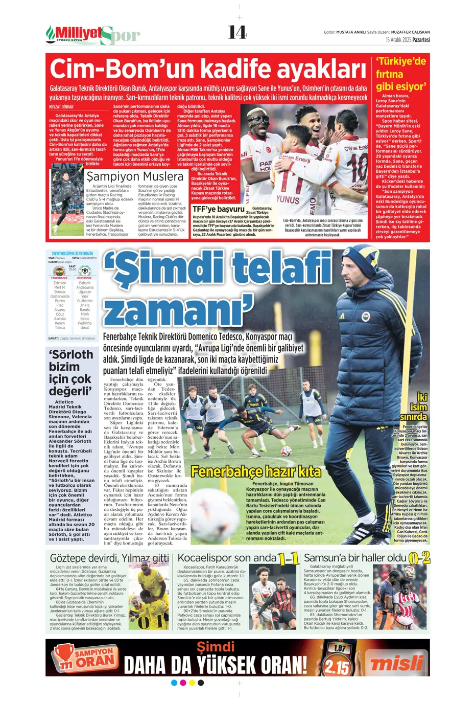 "Tedesco 8 ismi sildi, Fenerbahçe gönderiyor" | Sporun manşetleri - 32