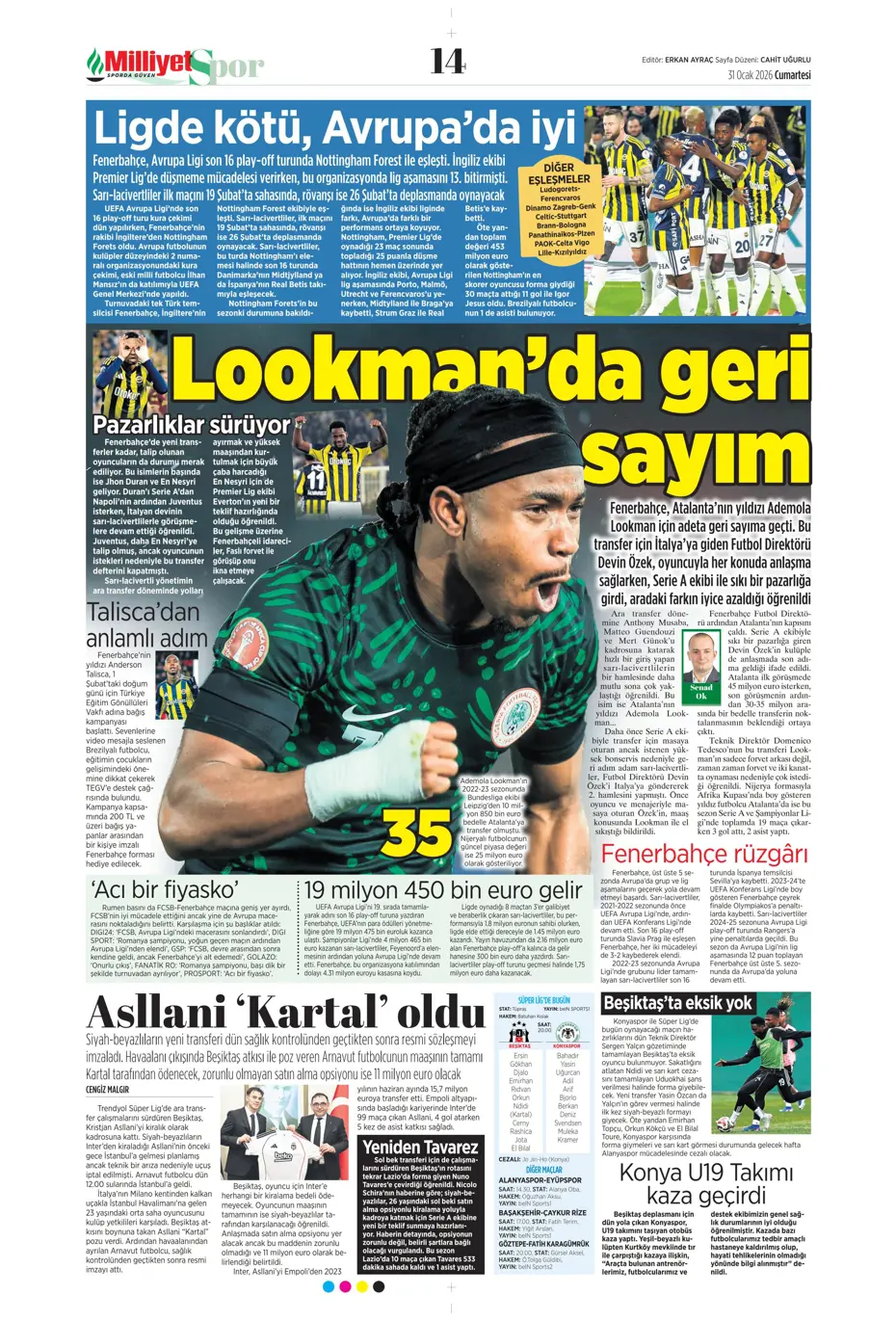 "Lookman, Fenerbahçe'de" | Sporun manşetleri - 31