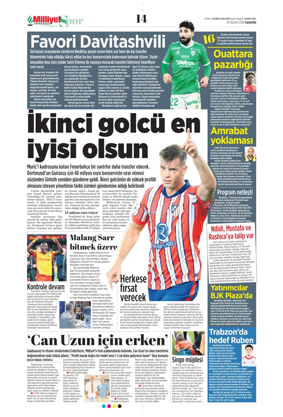 Shomurodov'a karşılık 3 isim! Fenerbahçe'den yılın takası | Sporun manşetleri - 20