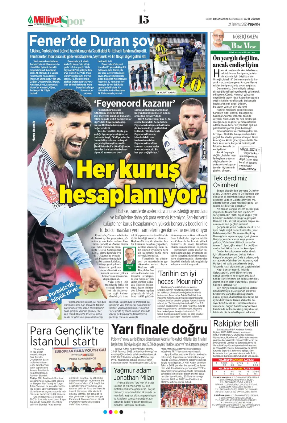 "Enzo Millot Aslan oluyor" | Sporun manşetleri - 20