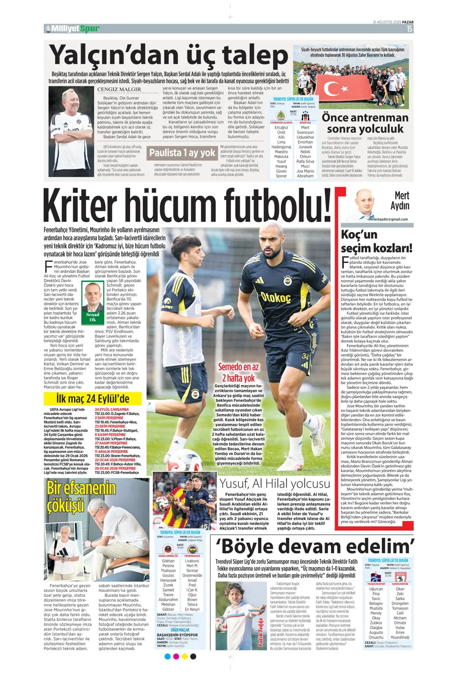 "Roger Schmidt'ten Fenerbahçe kararı" | Sporun manşetleri - 17