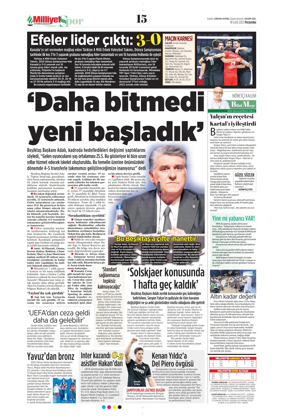 "Fenerbahçe 'Can' evinden vuruldu" | Sporun manşetleri - 9