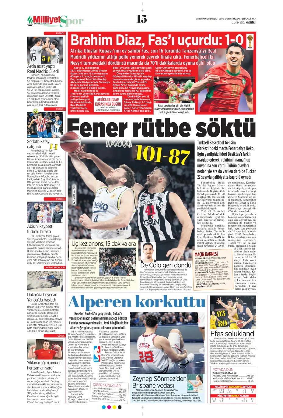 "Fenerbahçe'ye yeni yılın ilk piyangosu Sofyan Amrabat'tan" | Sporun manşetleri - 32