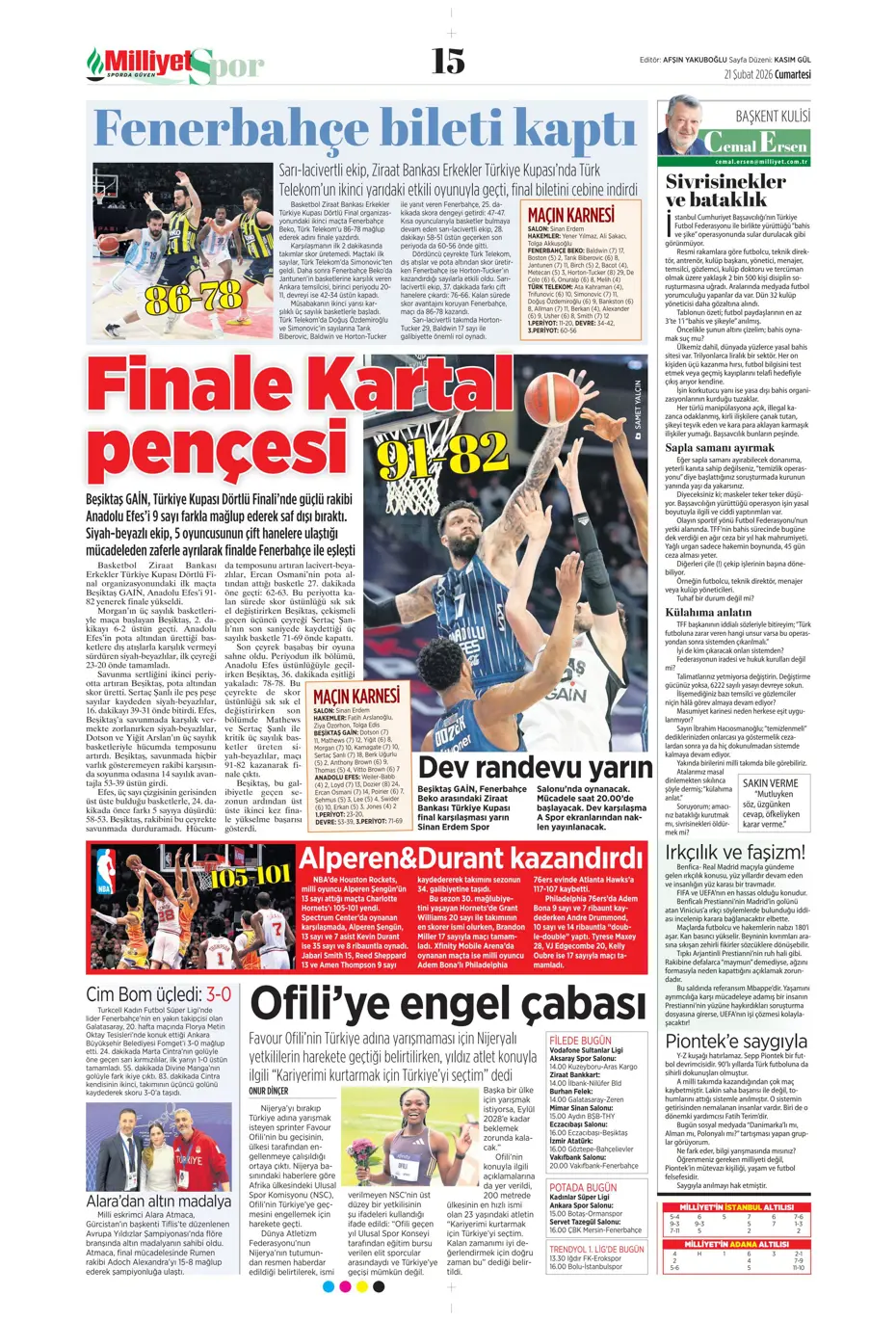 "İlk transfer Altay Bayındır" | Sporun manşetleri - 29