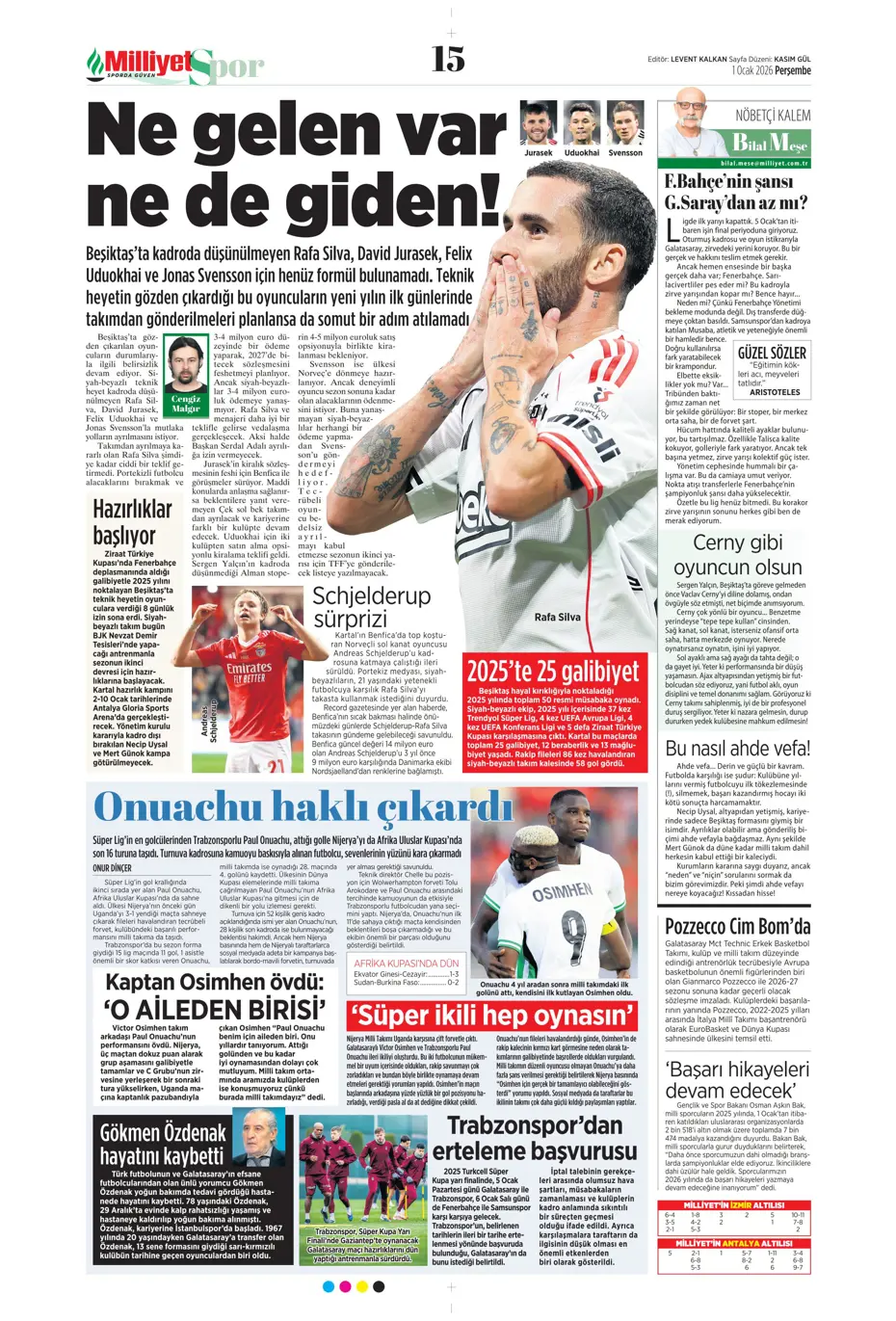 "Tedesco'dan transferde 3 isme olumlu rapor" | Sporun manşetleri - 27