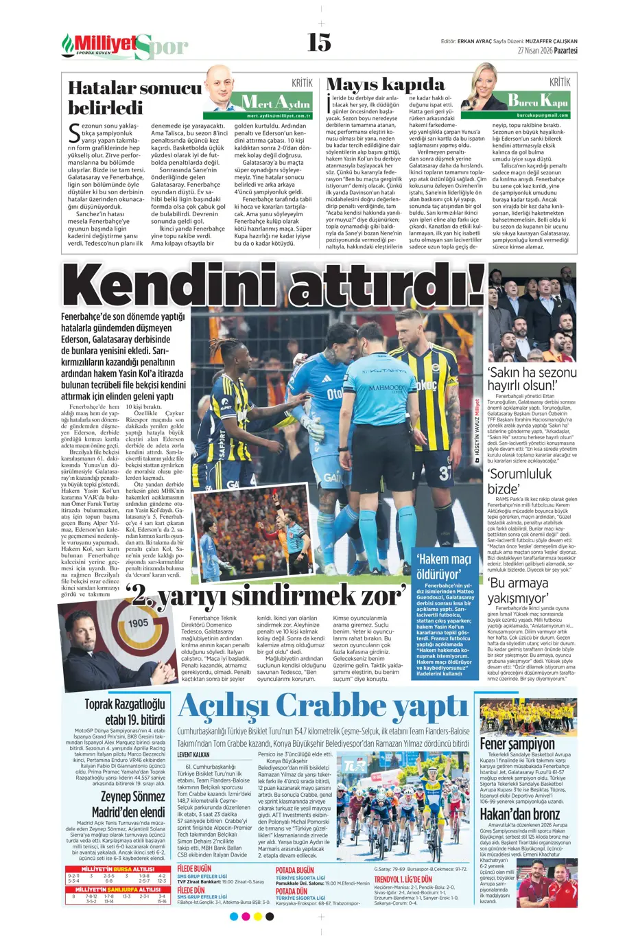 "Aslan Fener'i 7 bitirdi" | Sporun manşetleri - 34 "Aslan Fener'i 7 bitirdi" | Sporun manşetleri - 34