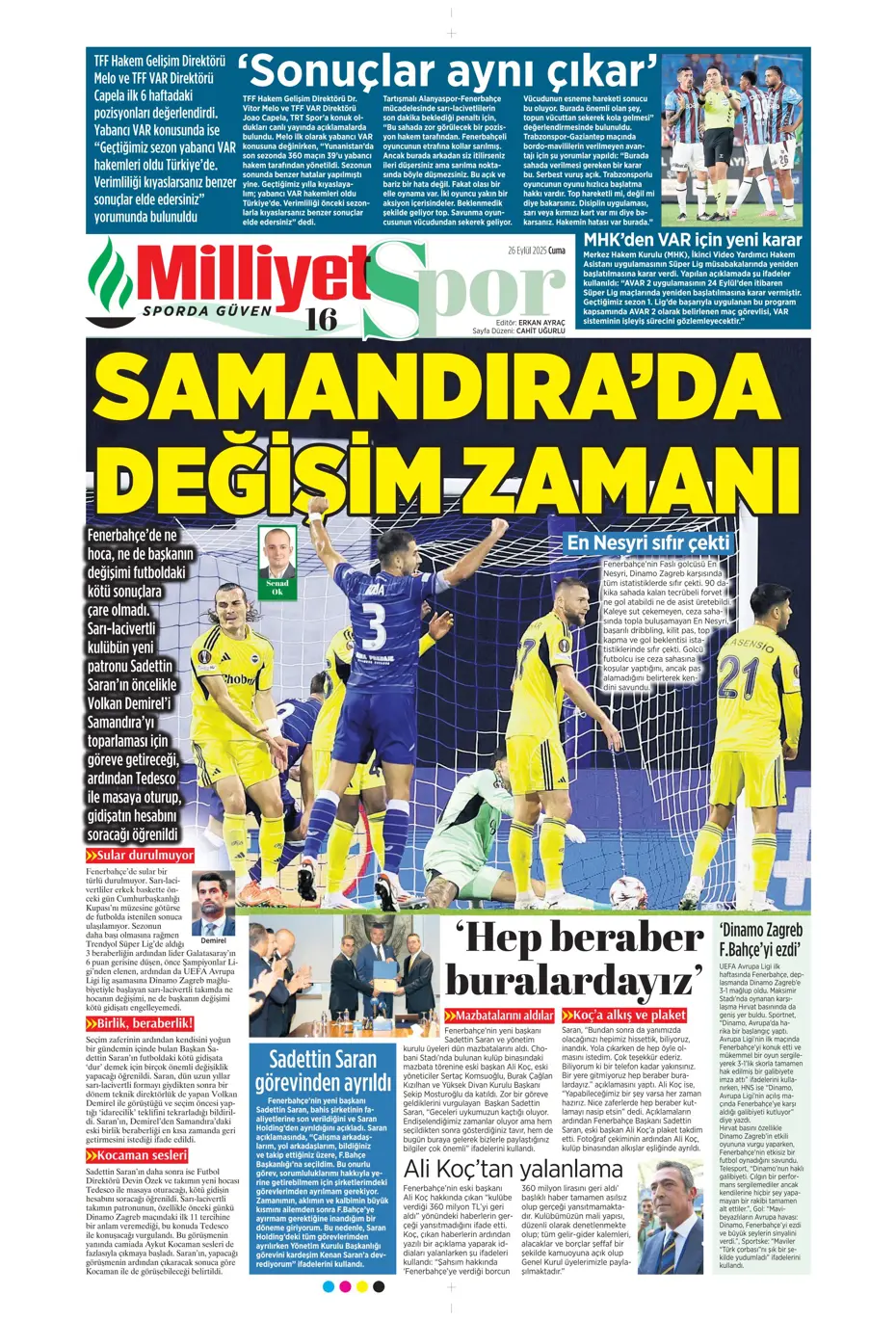 "Volkan Demirel'den Fenerbahçe'ye cevap" | Sporun manşetleri - 13
