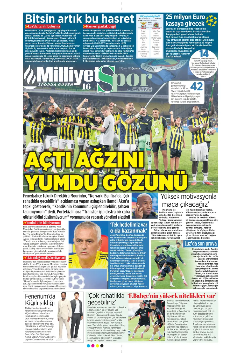 "Fenerbahçe'den 850 milyon euroluk tarihi hamle" | Sporun manşetleri - 13