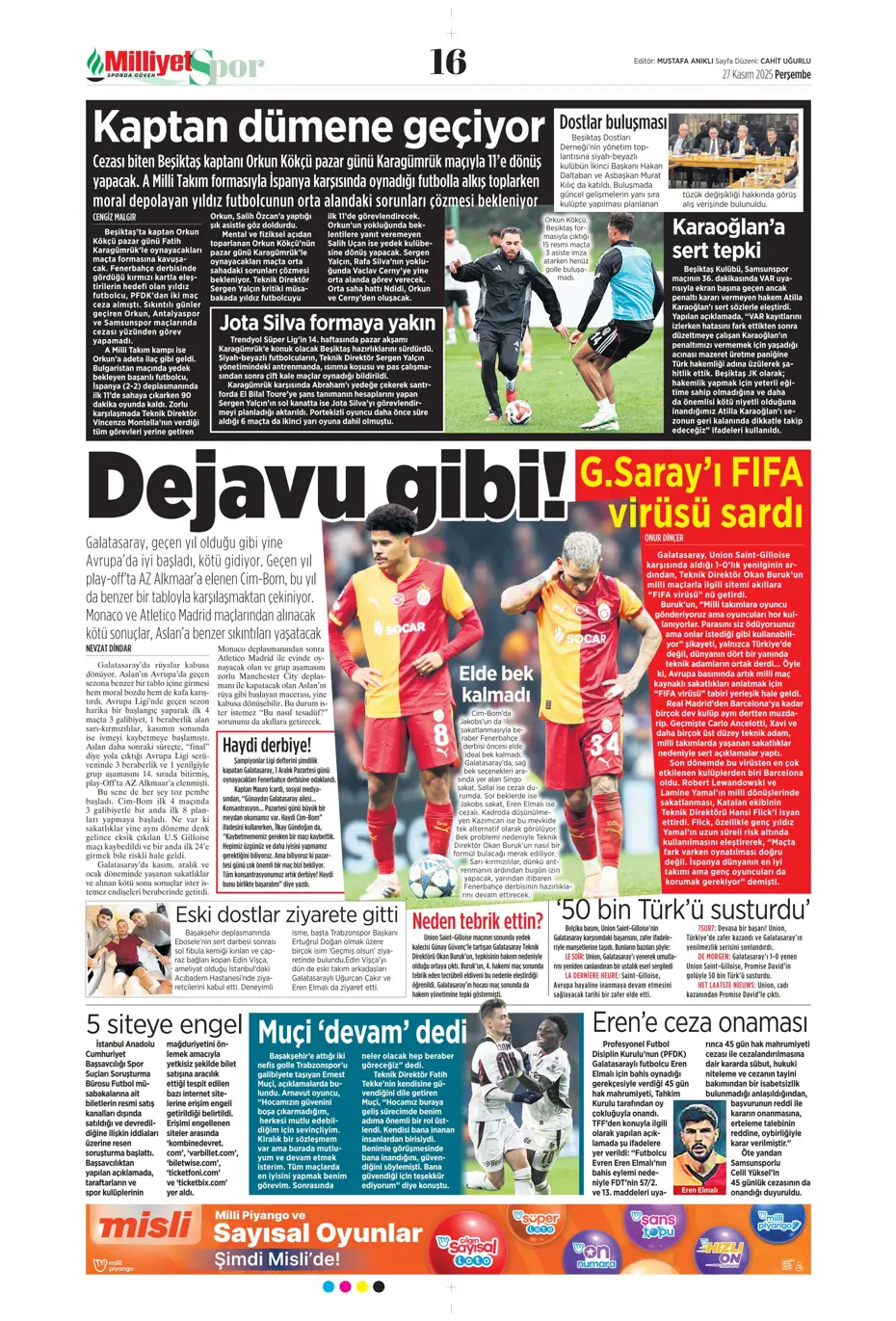 "Galatasaray'ı FIFA virüsü sardı" | Sporun manşetleri - 15