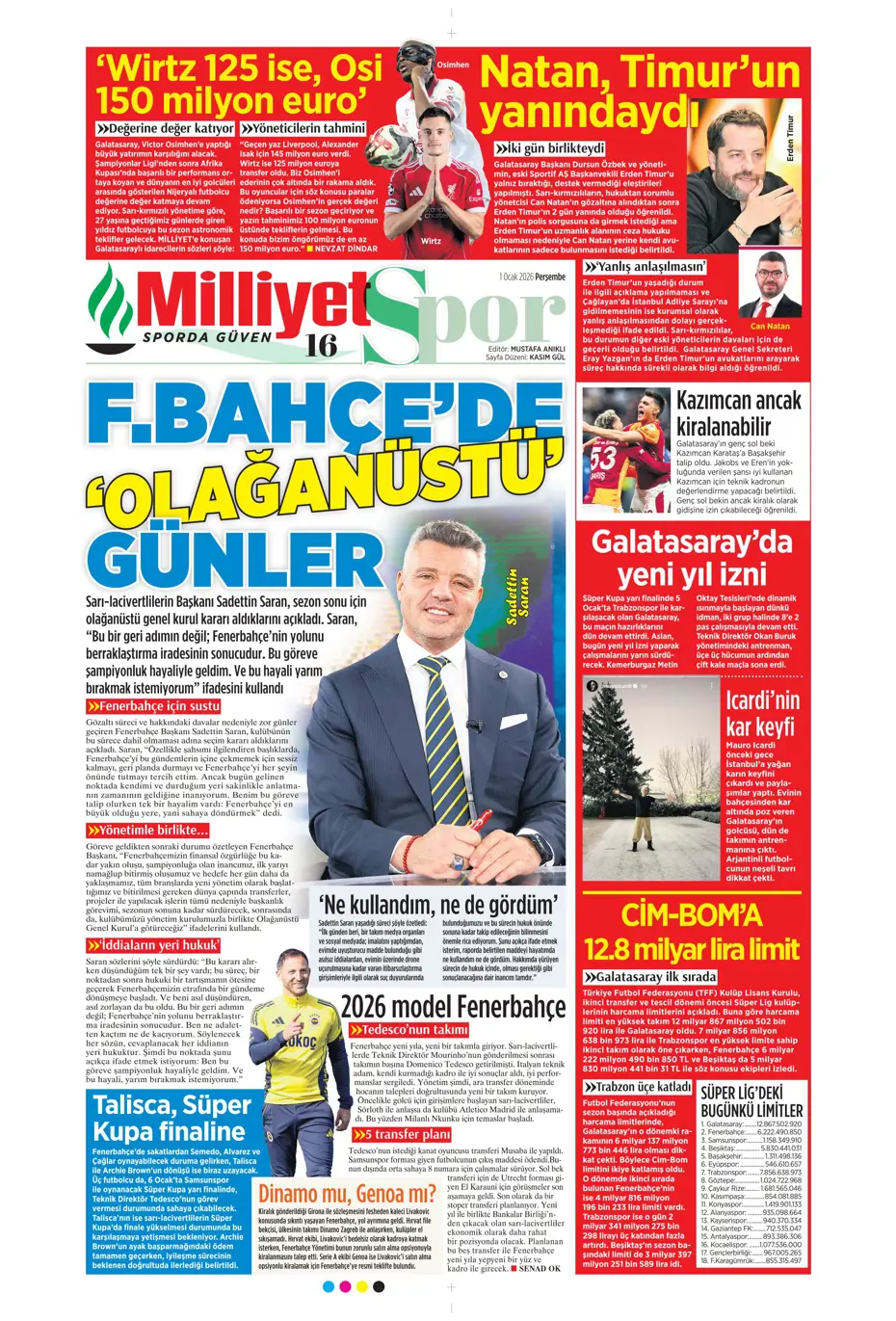 "Tedesco'dan transferde 3 isme olumlu rapor" | Sporun manşetleri - 22