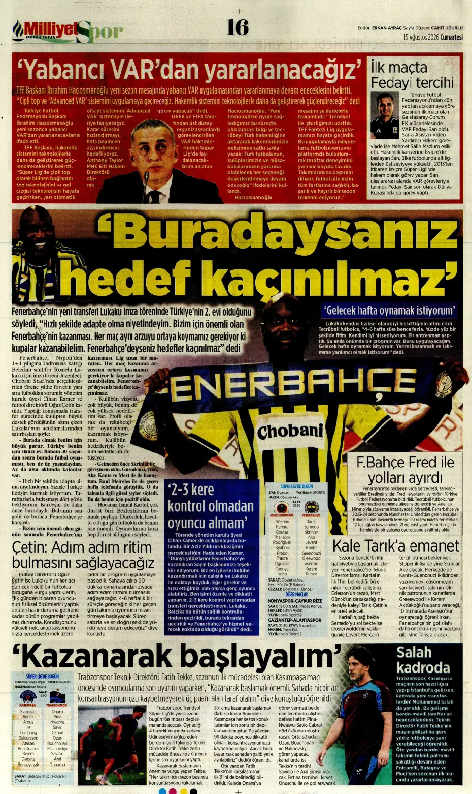 "Darwin Nunez geliyor" | Sporun manşetleri - 15 "Darwin Nunez geliyor" | Sporun manşetleri - 15