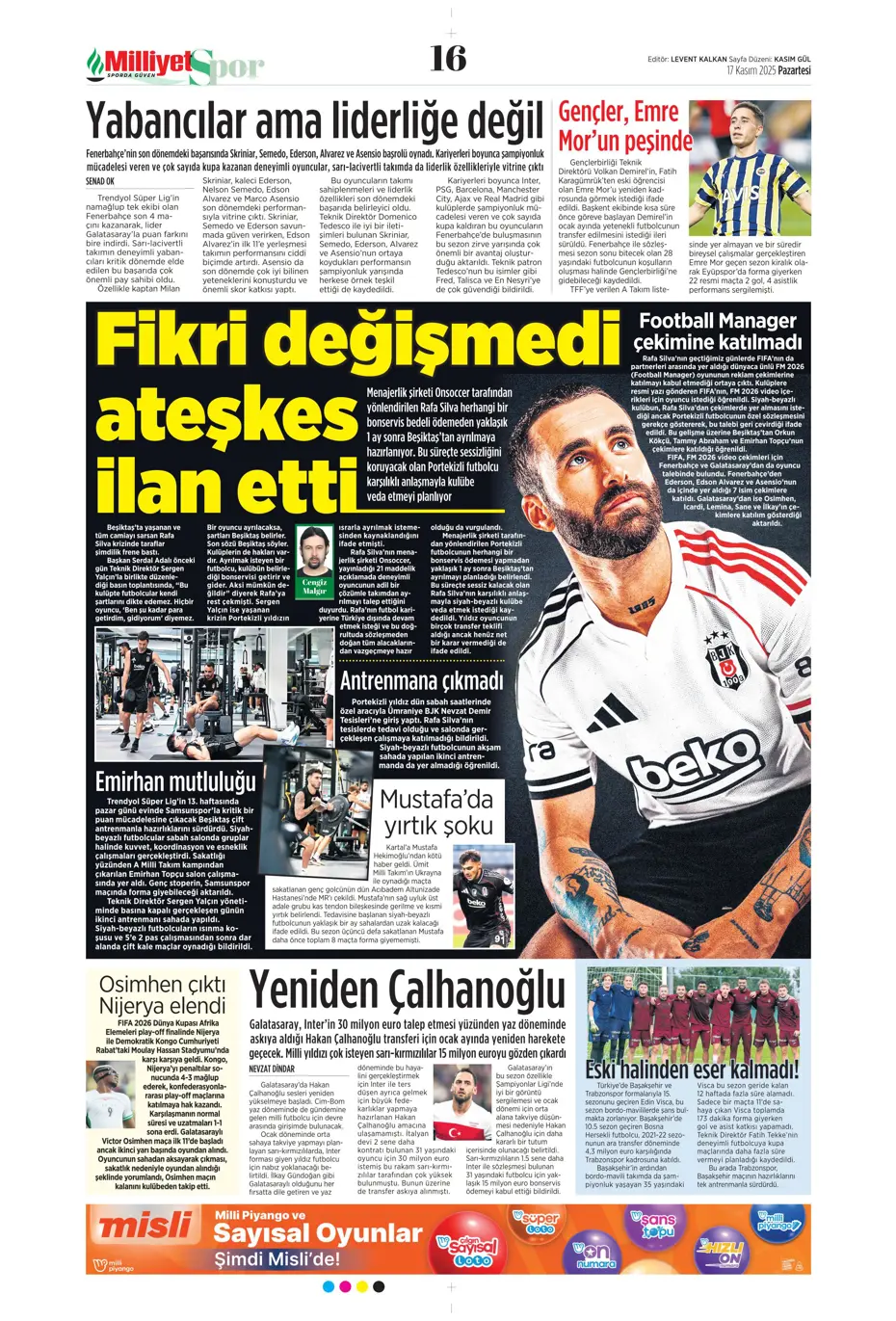 "Tedesco ilk bileti kesti: "Kendine takım bul" | Sporun manşetleri - 14 "Tedesco ilk bileti kesti: "Kendine takım bul" | Sporun manşetleri - 14