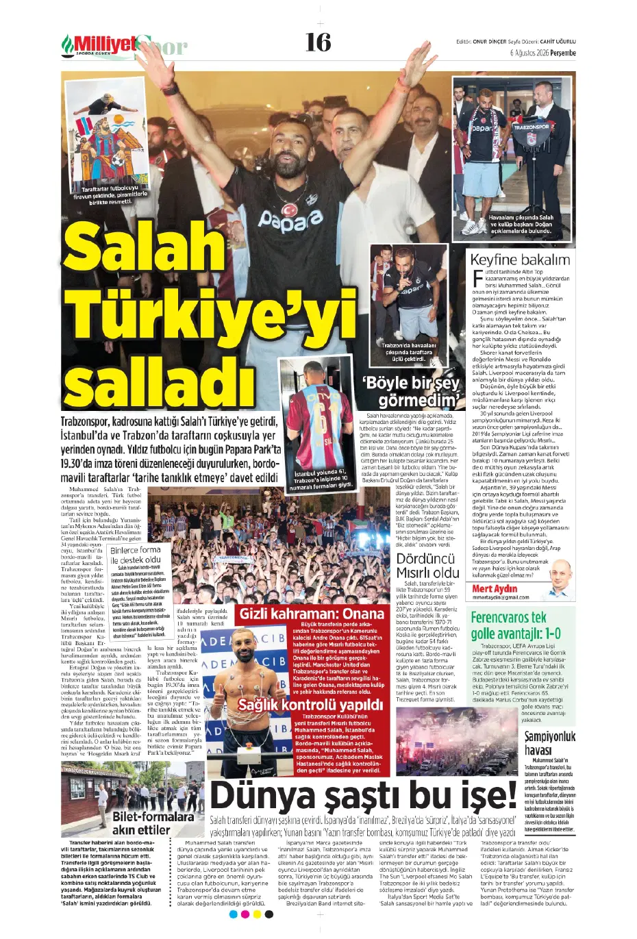 Tüm dünya Salah ve Trabzonspor'u konuşuyor | Sporun manşetleri - 17 Tüm dünya Salah ve Trabzonspor'u konuşuyor | Sporun manşetleri - 17