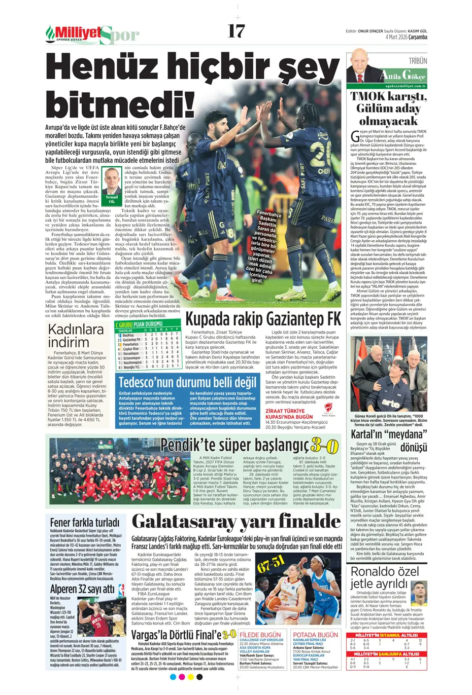 "Anlaşma tamam, sezon sonunda Fenerbahçe'den ayrılıyor" | Sporun manşetleri - 18 "Anlaşma tamam, sezon sonunda Fenerbahçe'den ayrılıyor" | Sporun manşetleri - 18