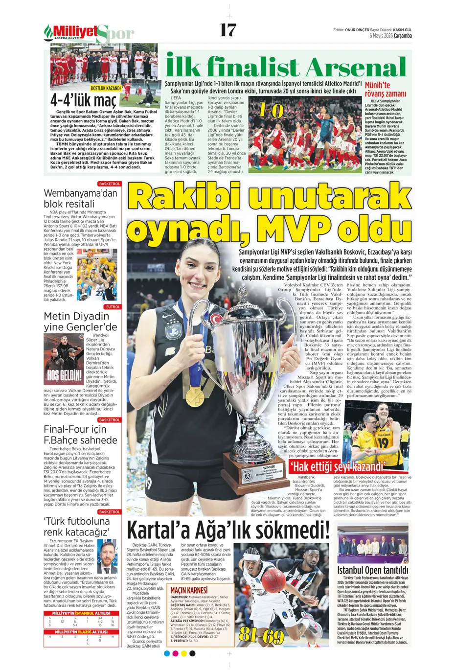 Sadettin Saran giderayak 3 yıldızı Fenerbahçe'ye kazandırıyor | Sporun manşetleri - 24 Sadettin Saran giderayak 3 yıldızı Fenerbahçe'ye kazandırıyor | Sporun manşetleri - 24