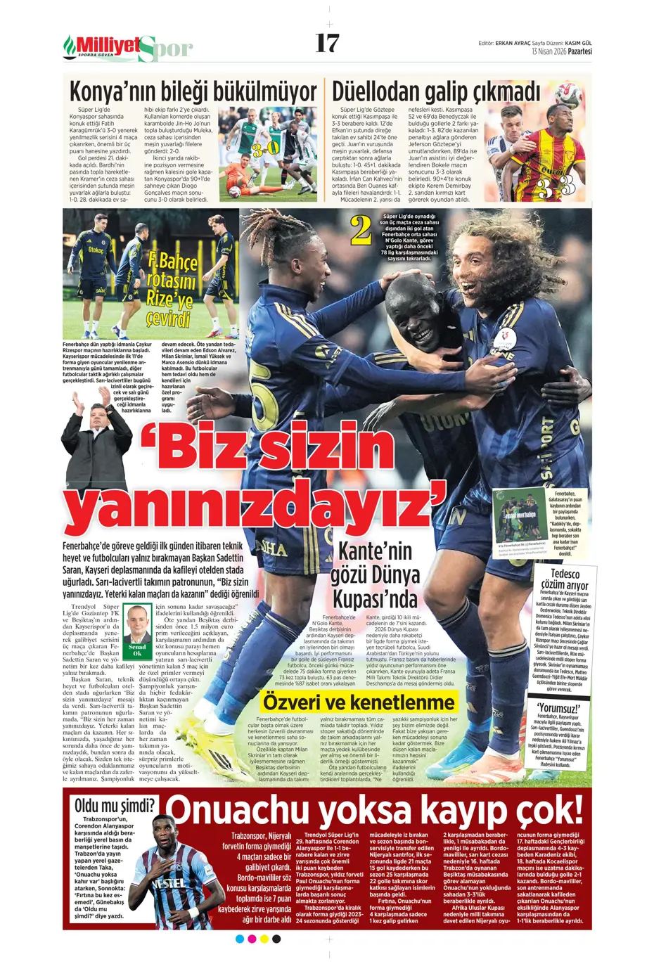 "Aslan krize girdi" | Sporun manşetleri - 36