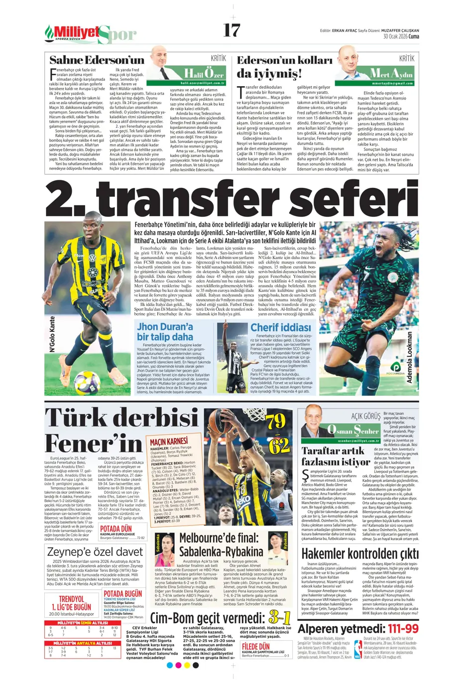 "Galatasaray'ın Gueye transferi tamam" | Sporun manşetleri - 29