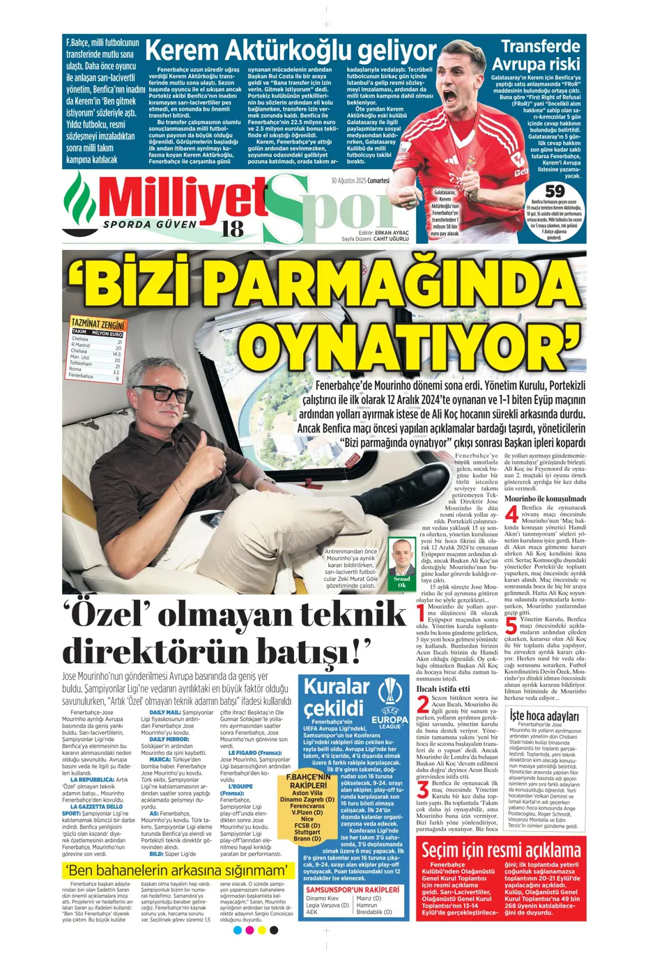 "Jose Mourinho'nun yerine 4 aday" | Sporun manşetleri - 13