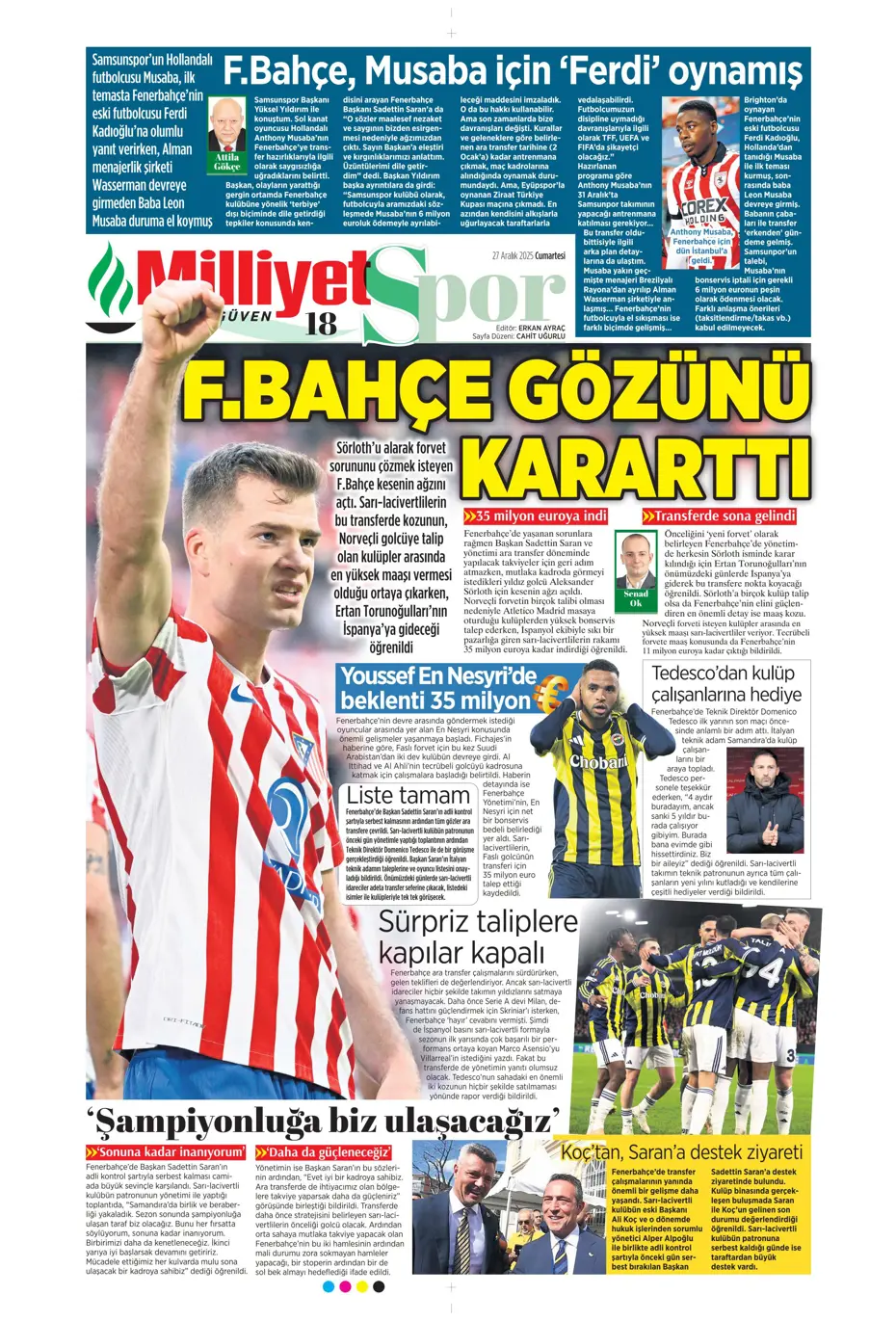"Fenerbahçe'de 7 ayrılık birden" | Sporun manşetleri - 29 "Fenerbahçe'de 7 ayrılık birden" | Sporun manşetleri - 29