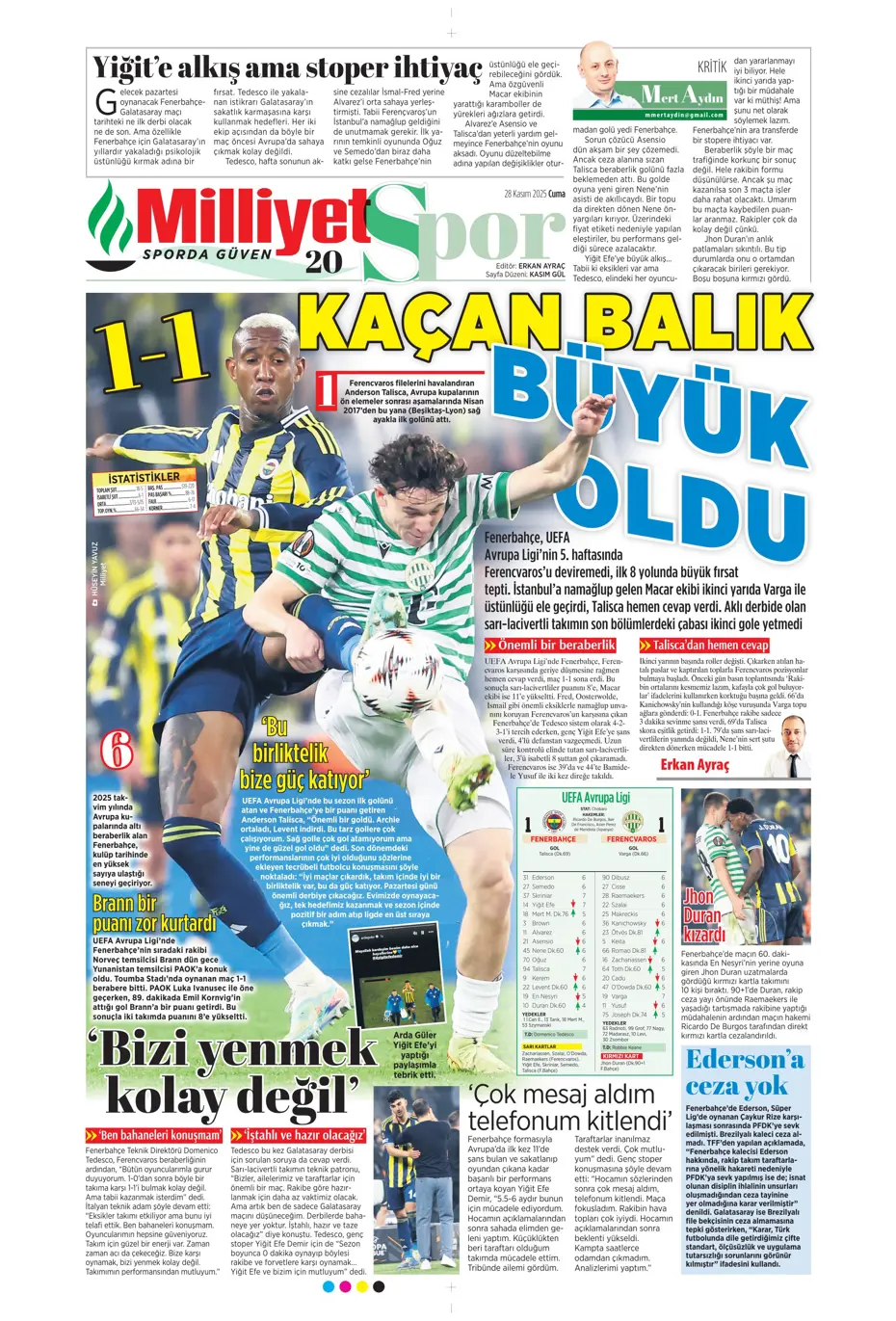 "Avrupa'nın lideri Samsunspor" | Sporun manşetleri - 12