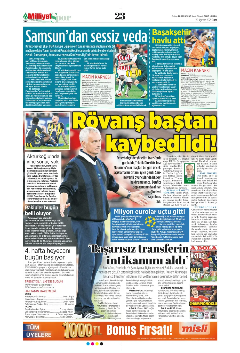 "Avrupa da gitti Solskjaer de" | Sporun manşetleri - 13