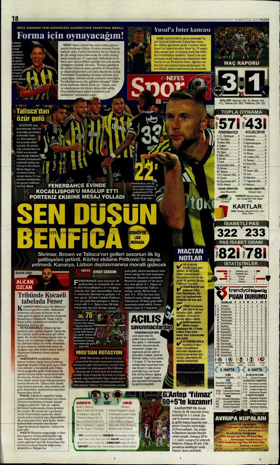 "Galatasaray'a üçlü piyango" | Sporun manşetleri - 19