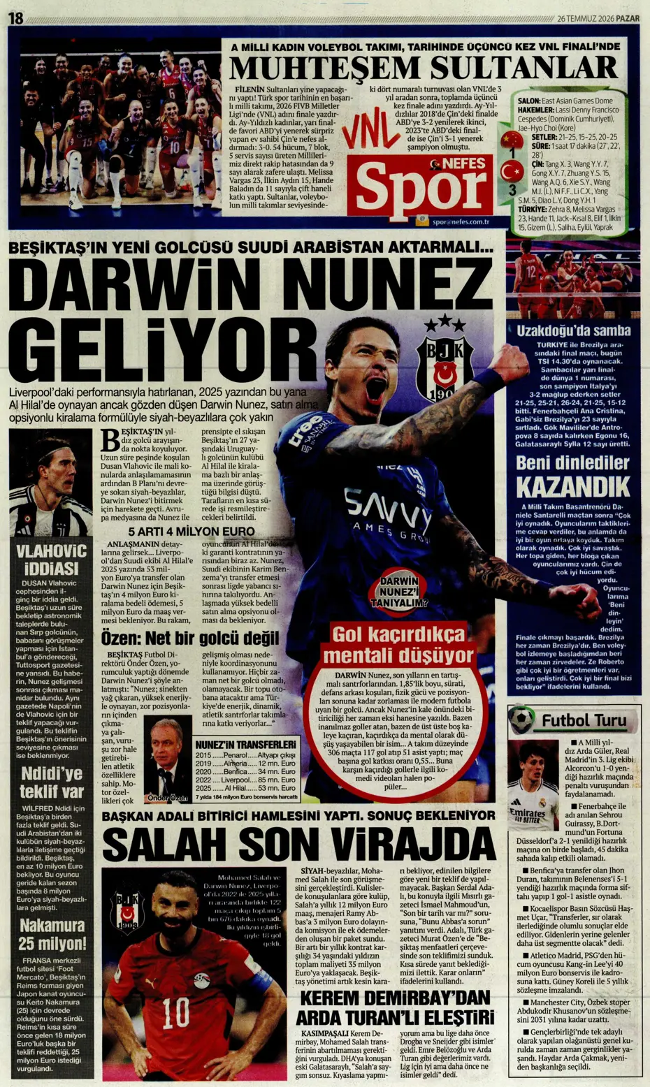 "Darwin Nunez geliyor" | Sporun manşetleri - 6