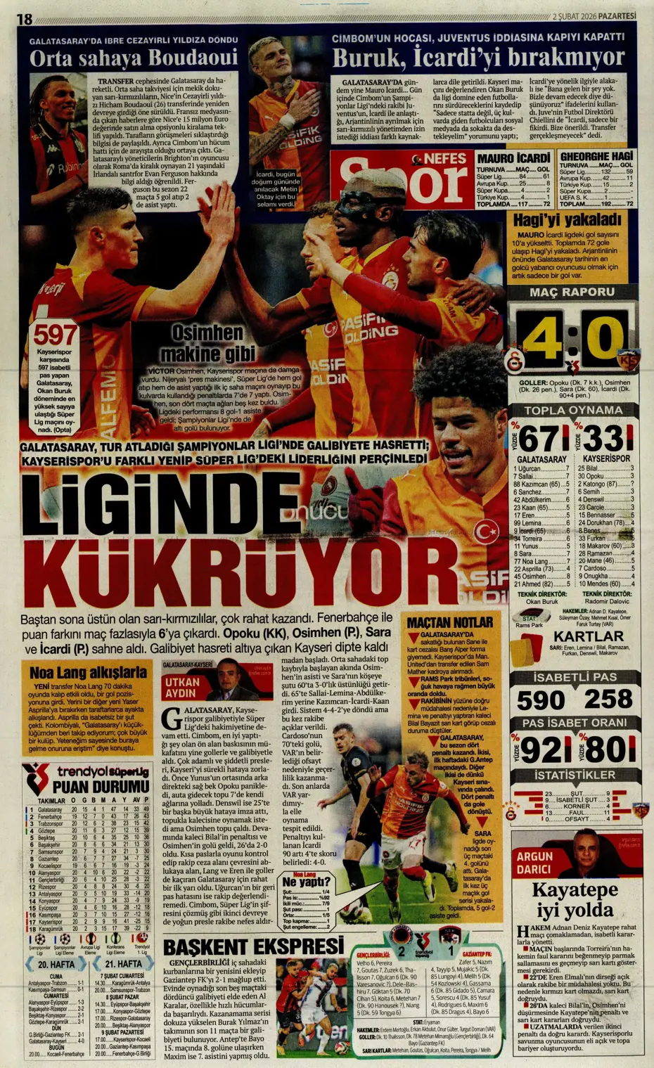 "Lookman peşinata kurban gitti" | Sporun manşetleri - 2