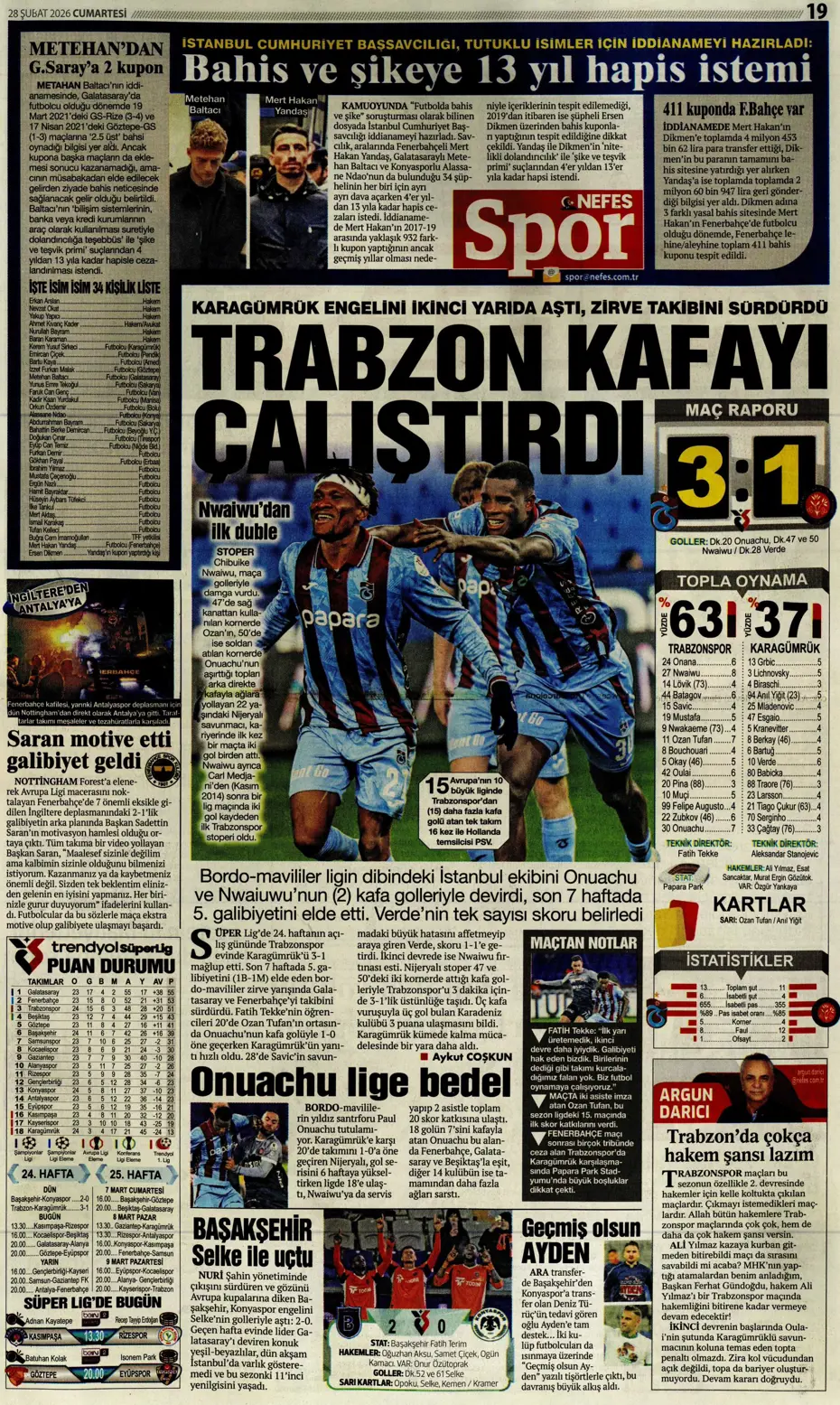 "İsmail Yüksek'e İngiliz takibi" | Sporun manşetleri - 5