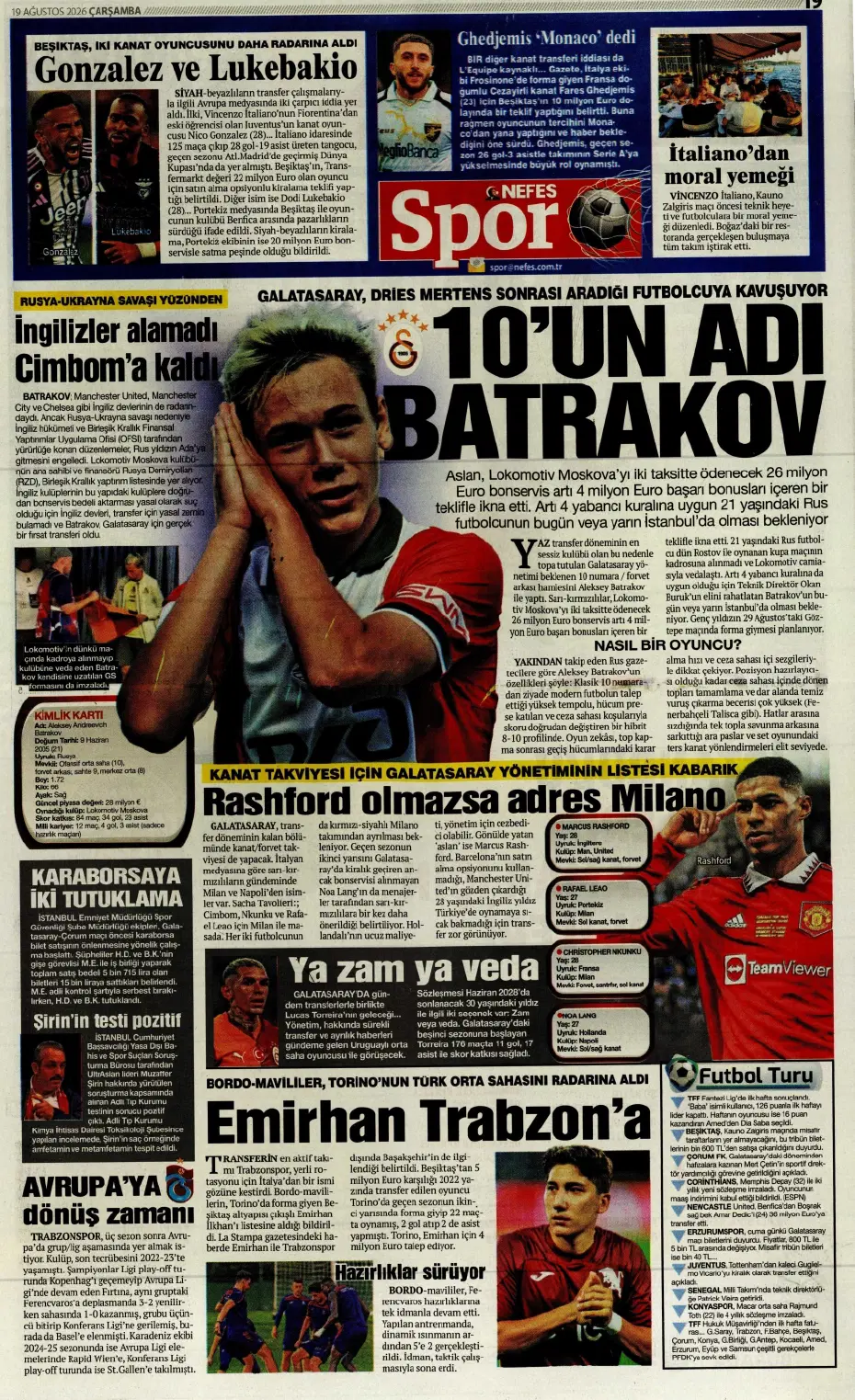 "Batrakov: Galatasaray'a gidiyorum" | Sporun manşetleri - 7