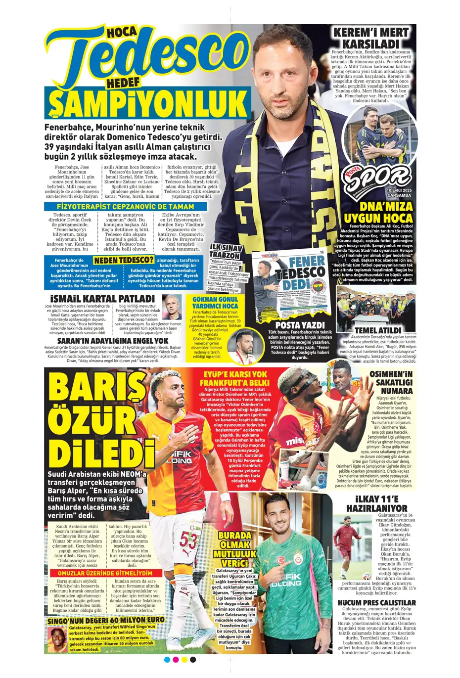 "Mühendislik harikası Domenico Tedesco" | Sporun manşetleri - 9